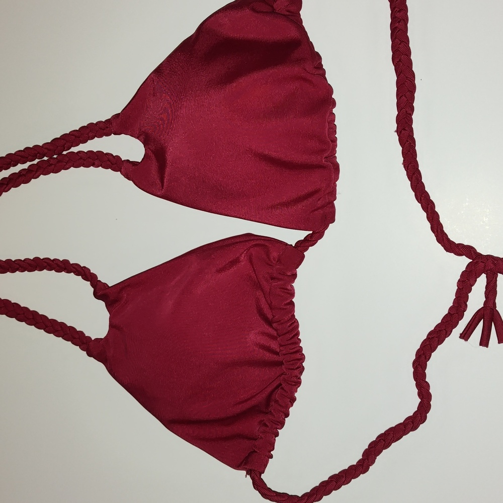 NWOT Solid Red Rope Bikini Top Large - Picture 2 of 3